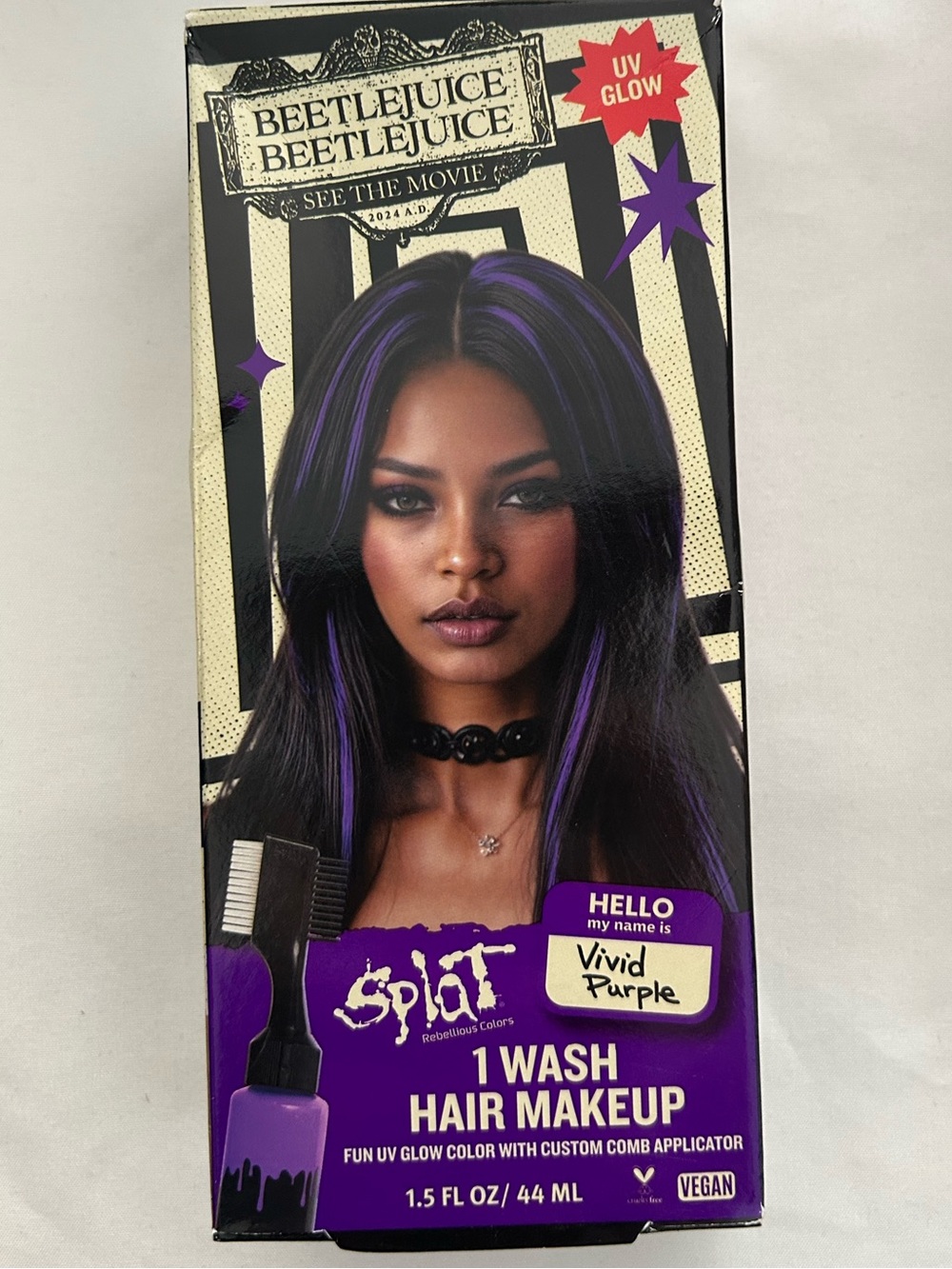 Splat Vivid Purple 1-Wash Hair Color - Temporary UV Glow